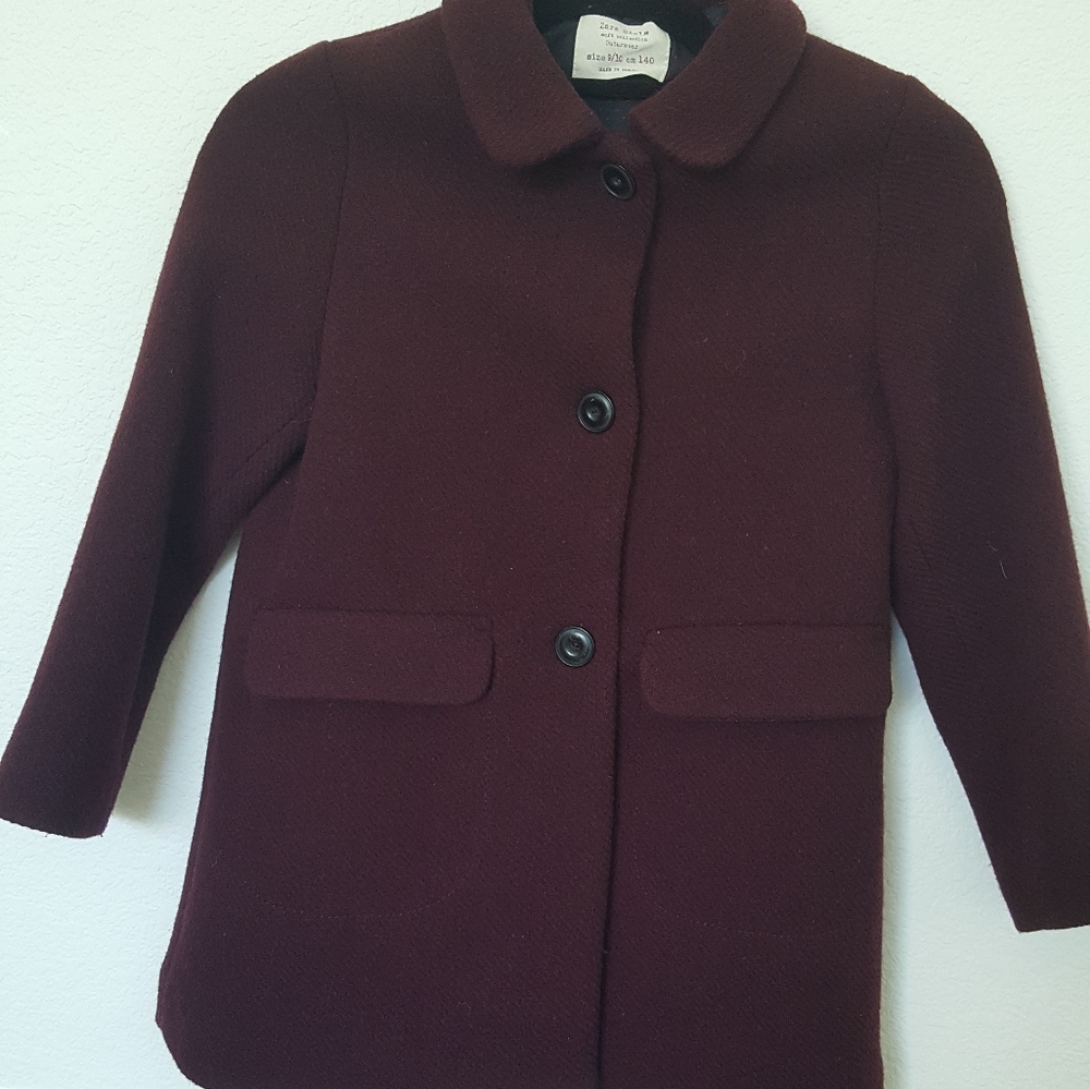 Zara Girl coat in red maroon